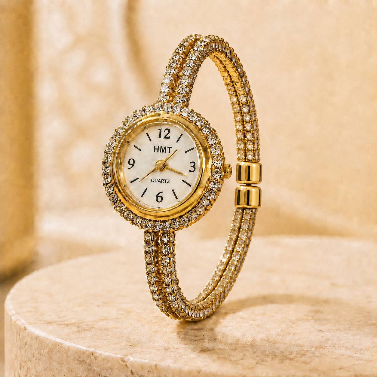 Golden Crystal Luxe Bracelet Watch