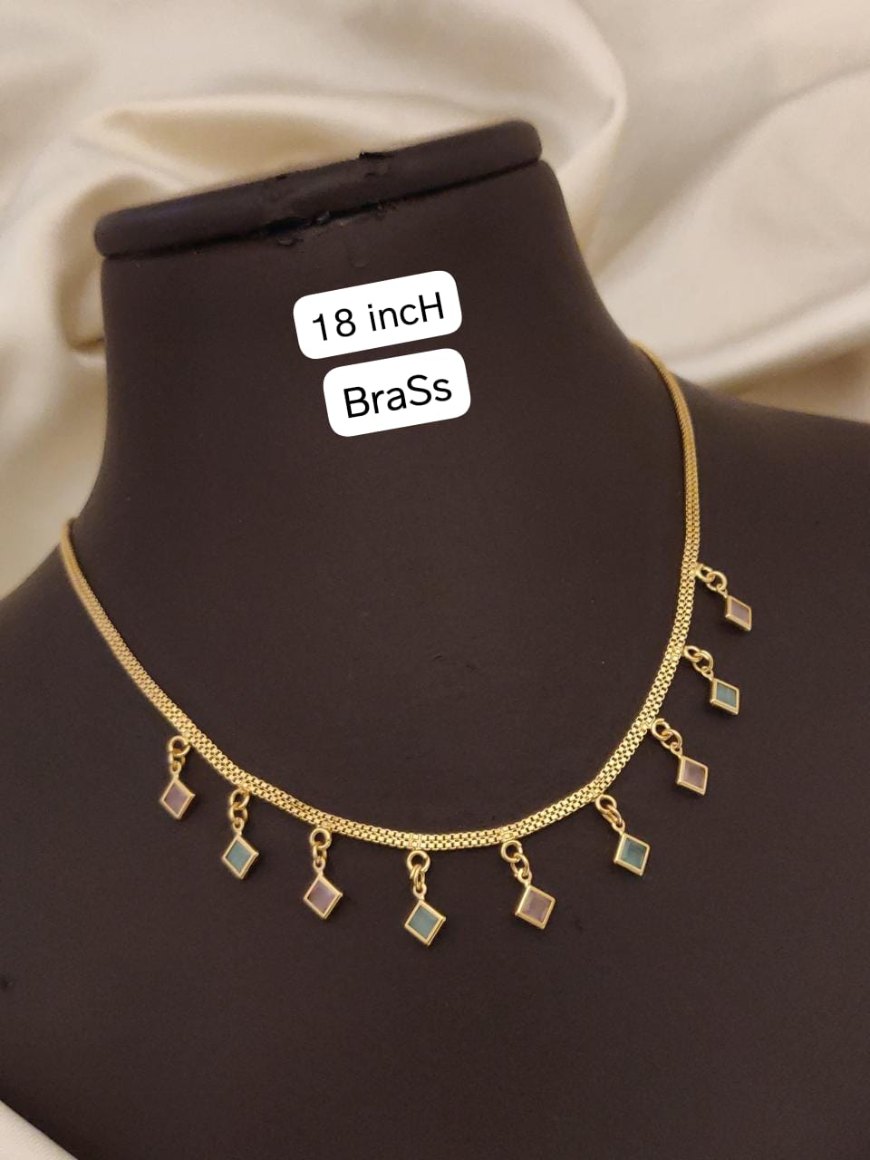 Elegant Pastel Charm Gold Plated Necklace – Multicolor Diamond Drop Daily Wear Chain