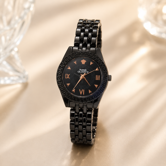 HMT Quartz Premium Black Crystal Bracelet Watch