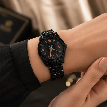 HMT Quartz Premium Black Crystal Bracelet Watch