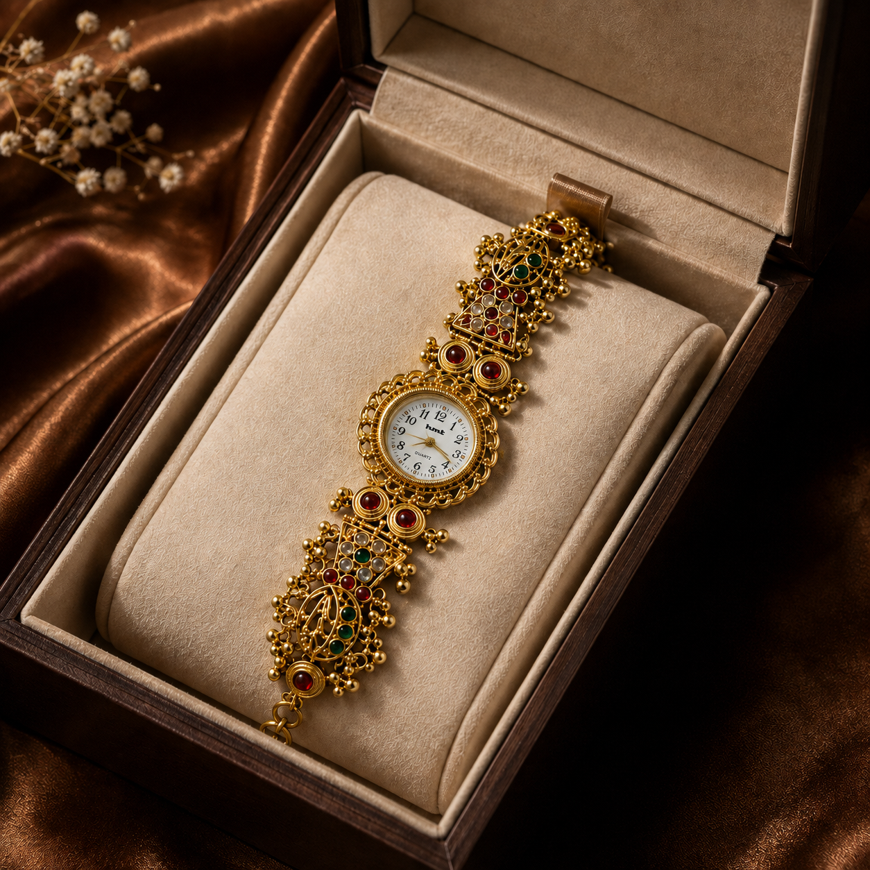 Royal Heritage Gold-Tone Embellished Bracelet Watch