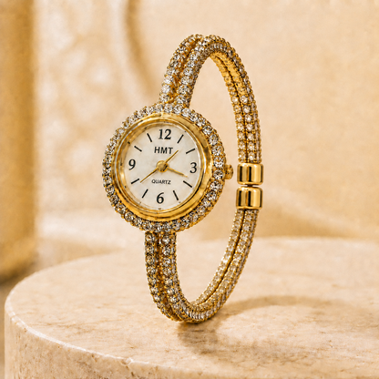 Golden Crystal Luxe Bracelet Watch