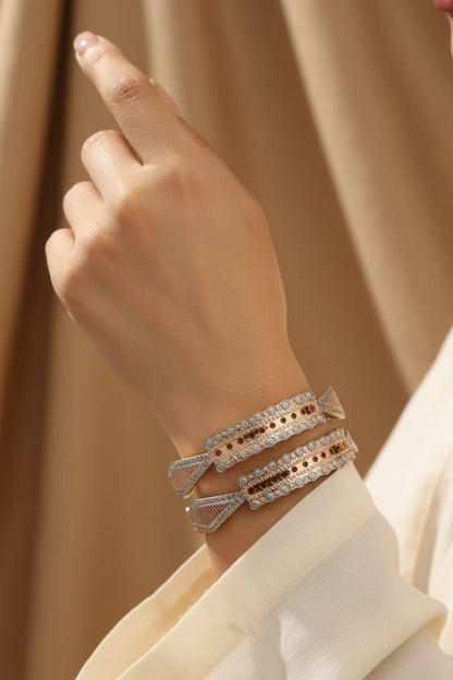 Two-Tone Gold Plated Fancy Daily Wear Bangle Set For Women
