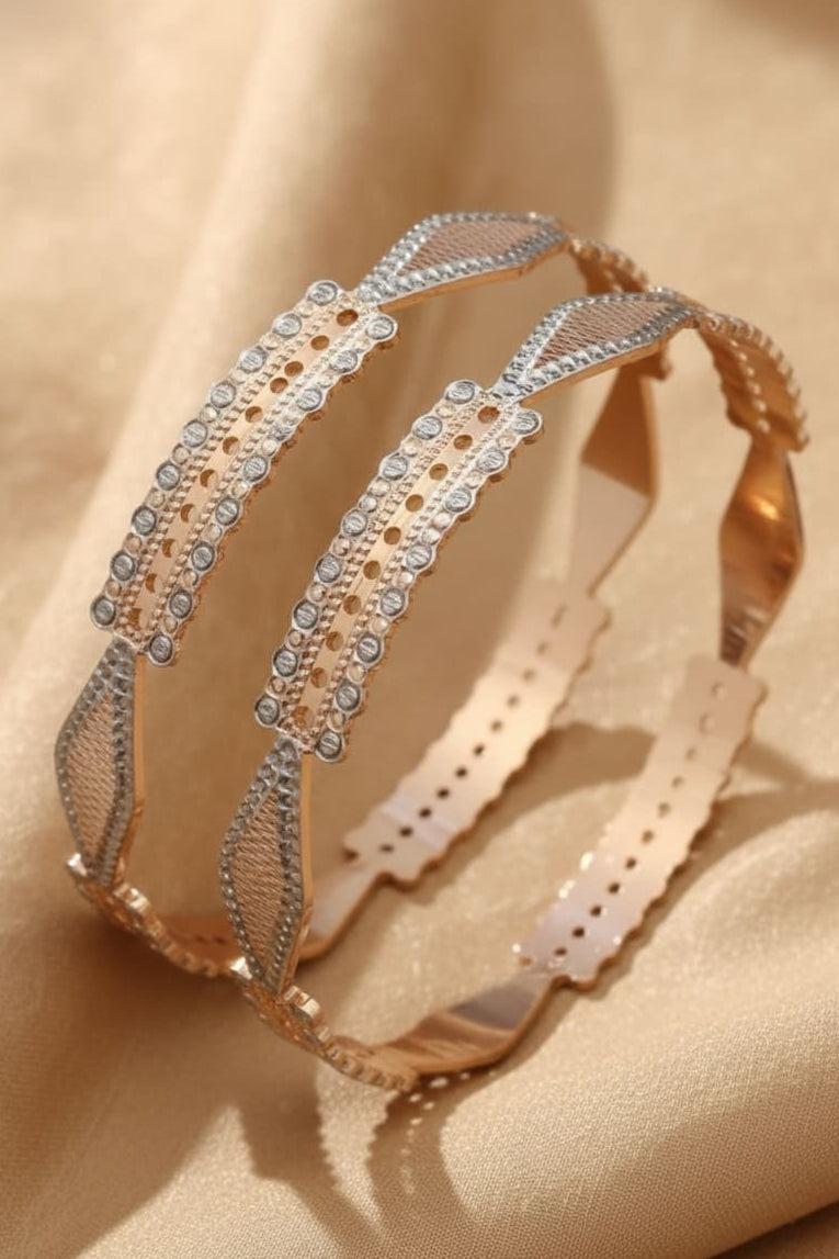 Two-Tone Gold Plated Fancy Daily Wear Bangle Set For Women