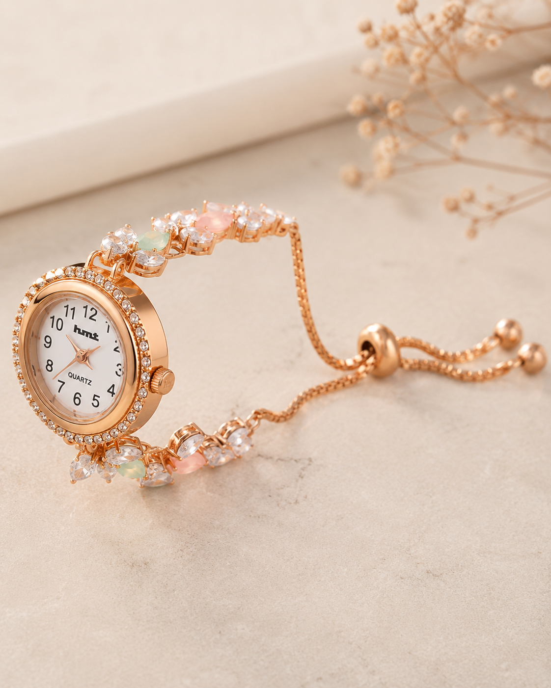 Blossom Rose Gold Adjustable Tassel Bracelet Watch