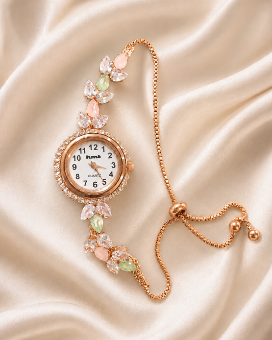 Blossom Rose Gold Adjustable Tassel Bracelet Watch