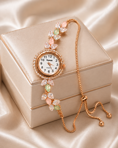 Blossom Rose Gold Adjustable Tassel Bracelet Watch