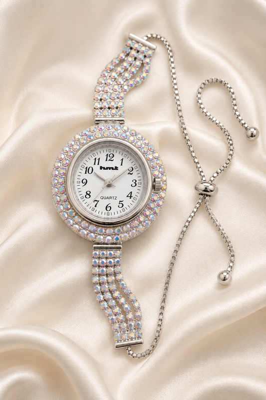 HMT Quartz Premium Silver Crystal Bracelet Watch