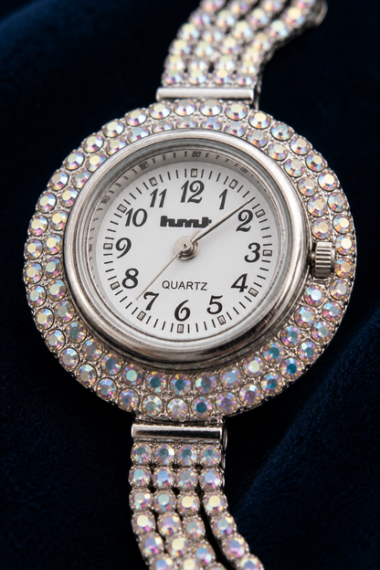 HMT Quartz Premium Silver Crystal Bracelet Watch