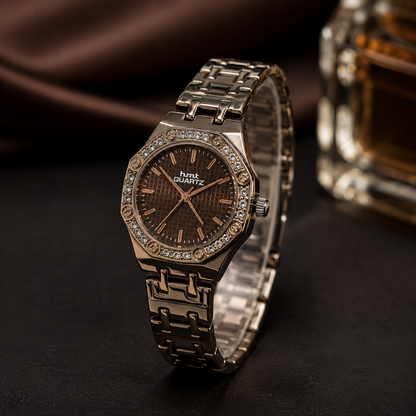 HMT Quartz Premium Silver Crystal Bracelet Watch