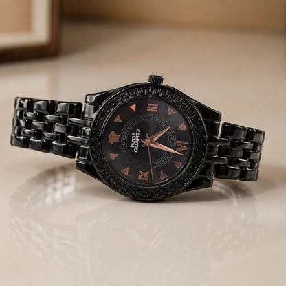 HMT Quartz Premium Black Crystal Bracelet Watch