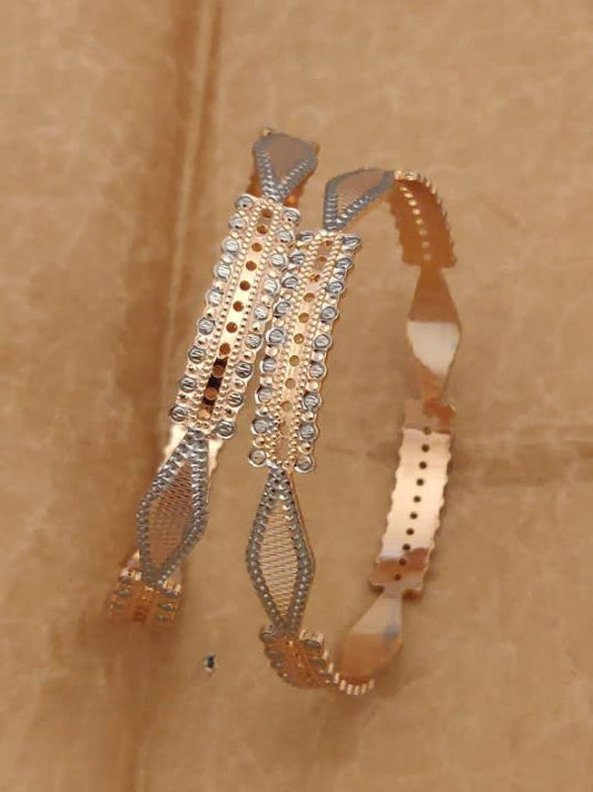 Two-Tone Gold Plated Fancy Daily Wear Bangle Set For Women