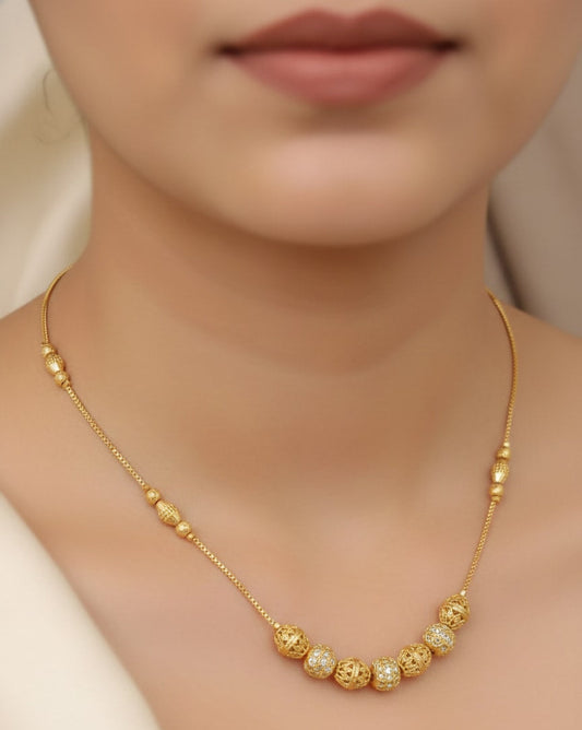 Elegant Golden Beads Micro Gold Plated Daily Wear Ball Chain