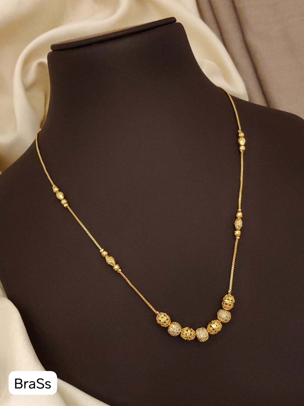 Elegant Golden Beads Micro Gold Plated Daily Wear Ball Chain