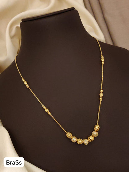 Elegant Golden Beads Micro Gold Plated Daily Wear Ball Chain