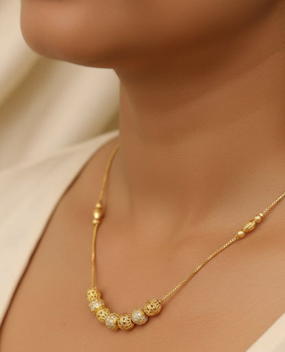Elegant Golden Beads Micro Gold Plated Daily Wear Ball Chain