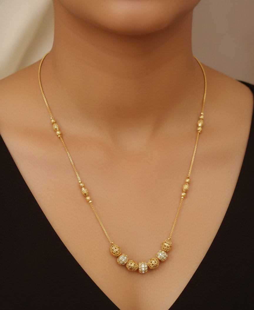 Elegant Golden Beads Micro Gold Plated Daily Wear Ball Chain