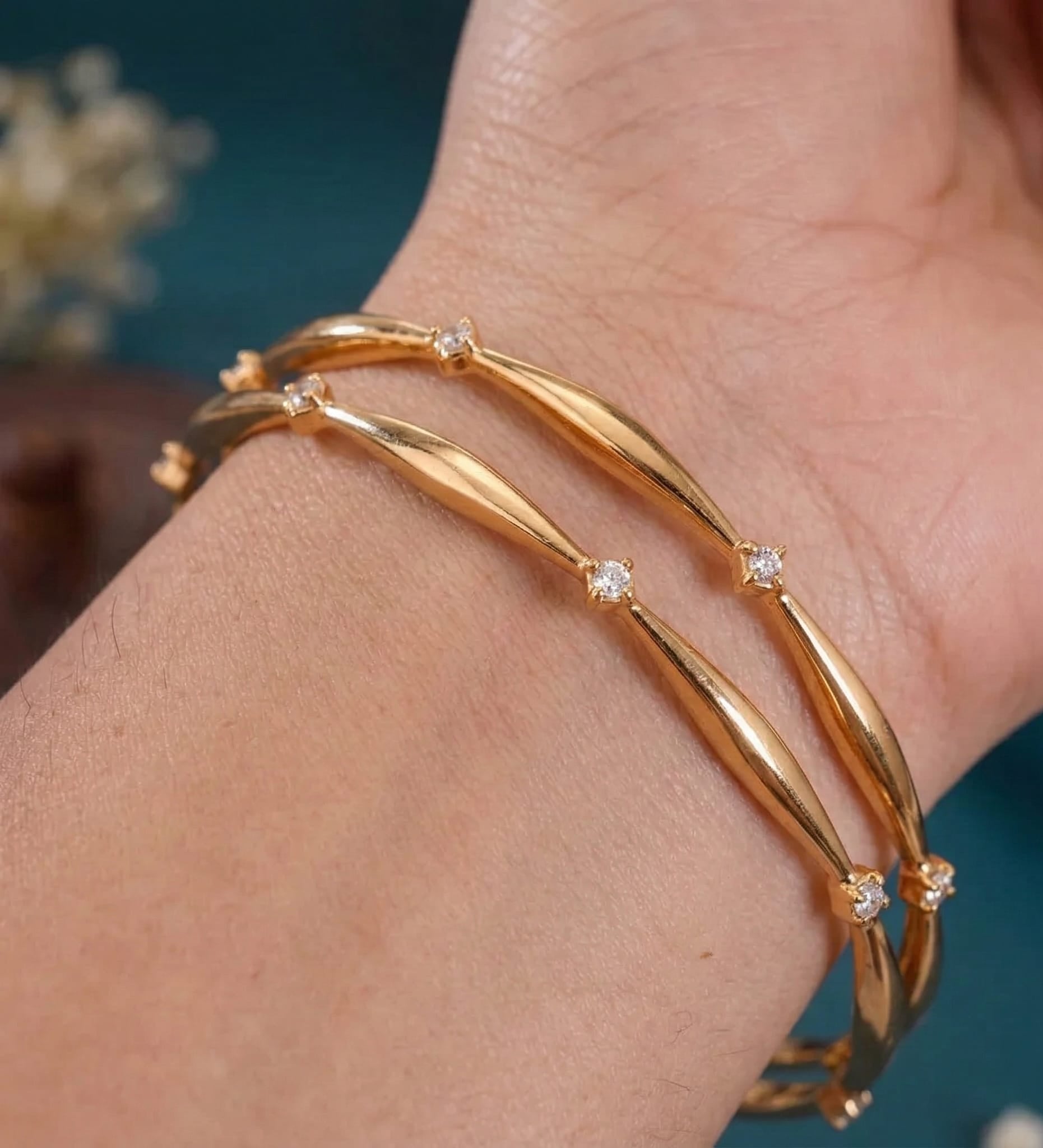 Elegant Micro Gold Plated Diamond Studded Designer Openable Bangles For Women