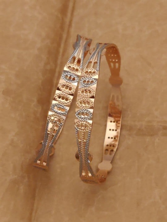 Two-Tone Gold Plated Fancy Daily Wear Bangle Set For Women