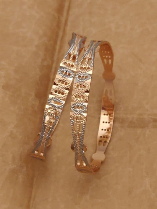 Two-Tone Gold Plated Fancy Daily Wear Bangle Set For Women