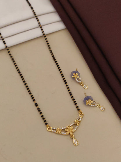 Premium Forming Flower Mangalsutra with And Diamonds And