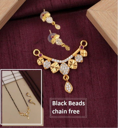 Forming And Diamond High Gold Plated Leaf Mangalsutra –