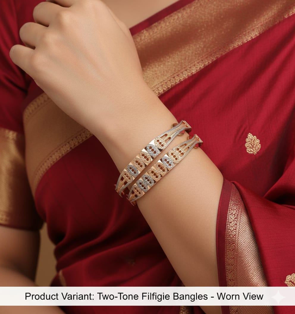 Two-Tone Gold Plated Fancy Daily Wear Bangle Set For Women