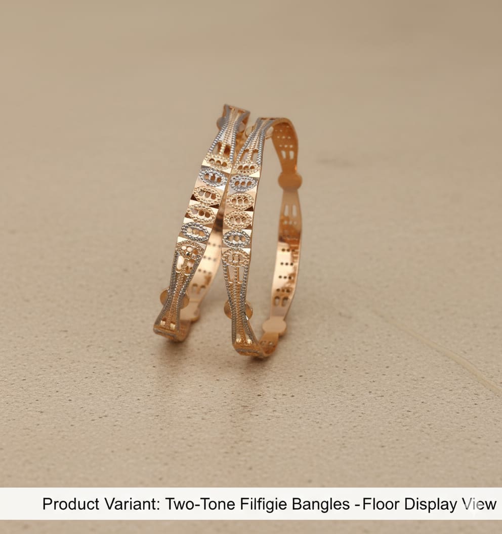 Two-Tone Gold Plated Fancy Daily Wear Bangle Set For Women