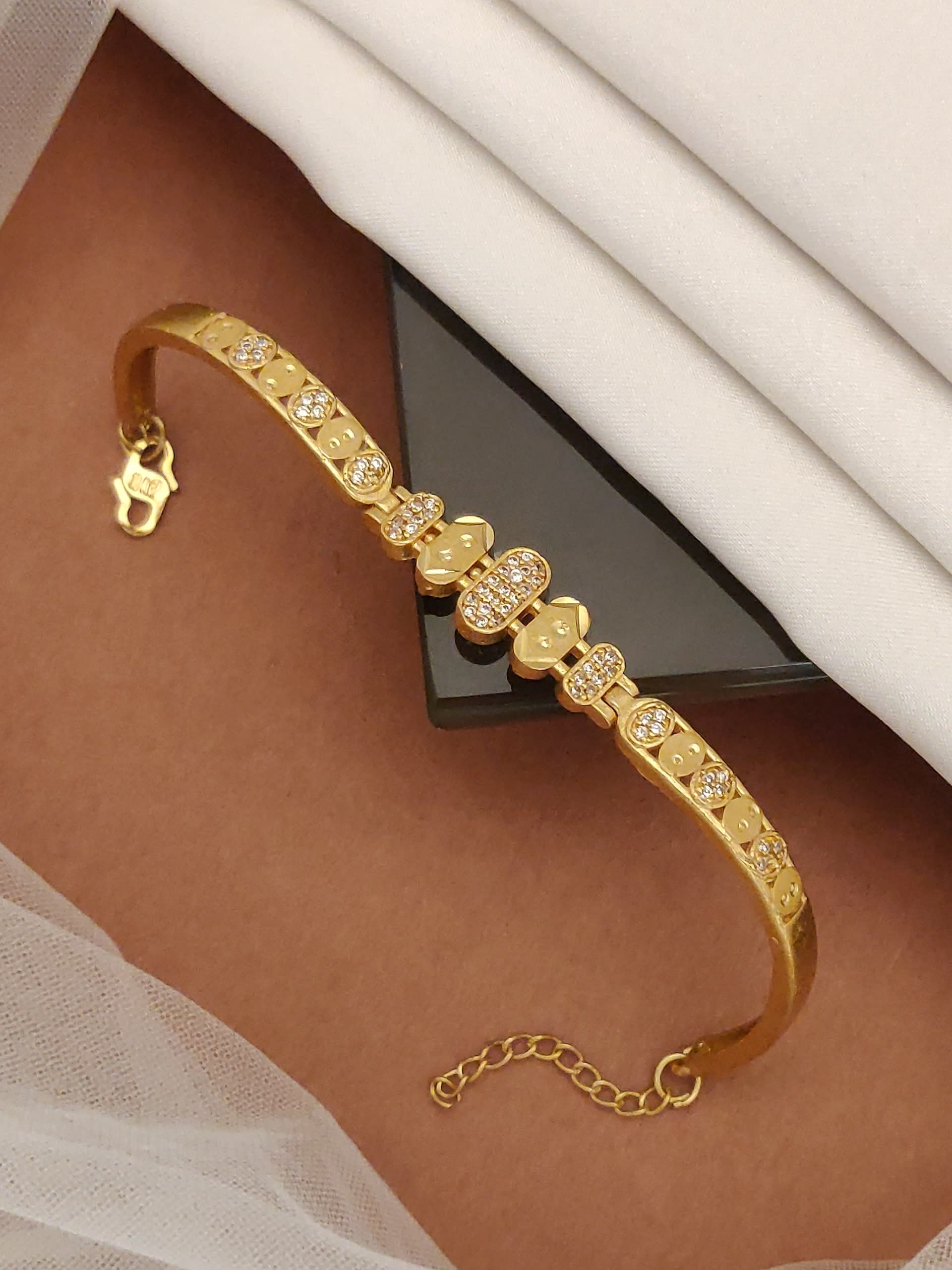 Beautiful Golden Fancy Designer And Diamond Bracelet with Adjustable Chain
