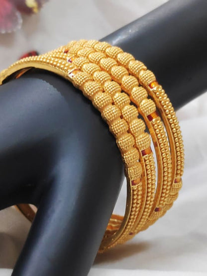 Royal Beaded Micro Gold Plated Traditional Kada Bangles Set