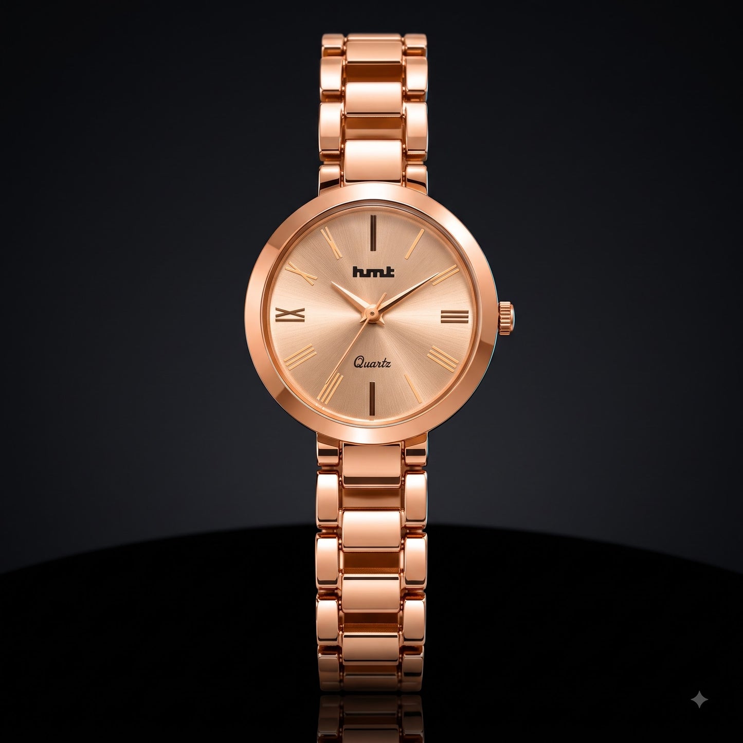 Elegant Rose Gold Women's Analog Quartz Watch – Classic Metallic Link Bracelet