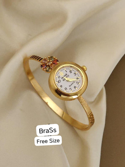 Stylish Gold-Tone Free Size Brass Women’S Watch Bracelet