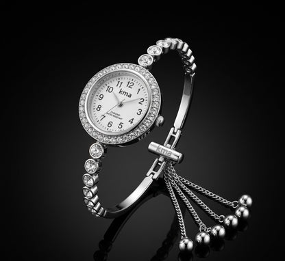 18k Silver Plated Crystal Link Bracelet Watch