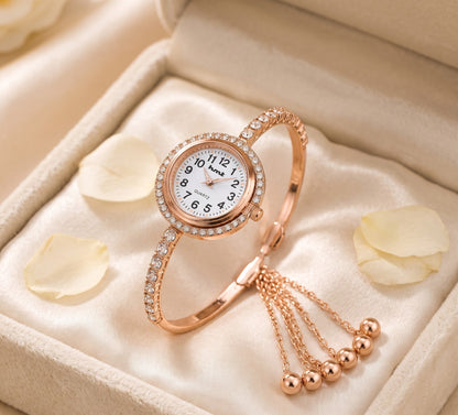 18k Rose Gold Plated Crystal Link Bracelet Watch
