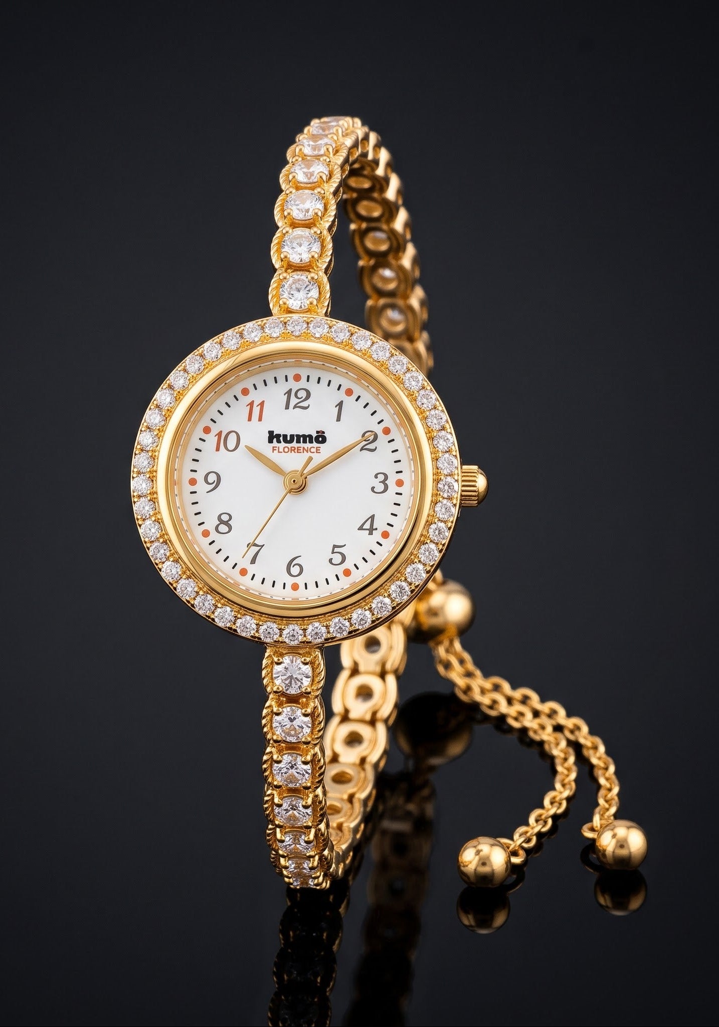 18k Gold Plated Crystal Link Bracelet Watch