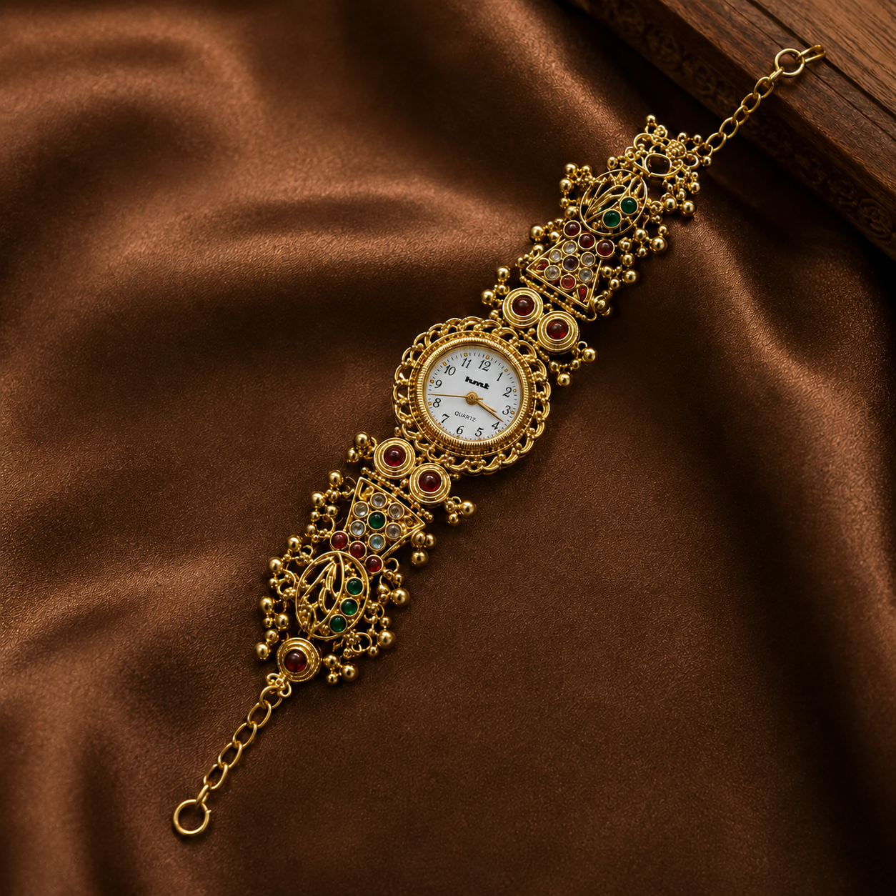 Royal Heritage Gold-Tone Embellished Bracelet Watch