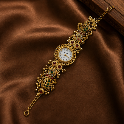 Royal Heritage Gold-Tone Embellished Bracelet Watch