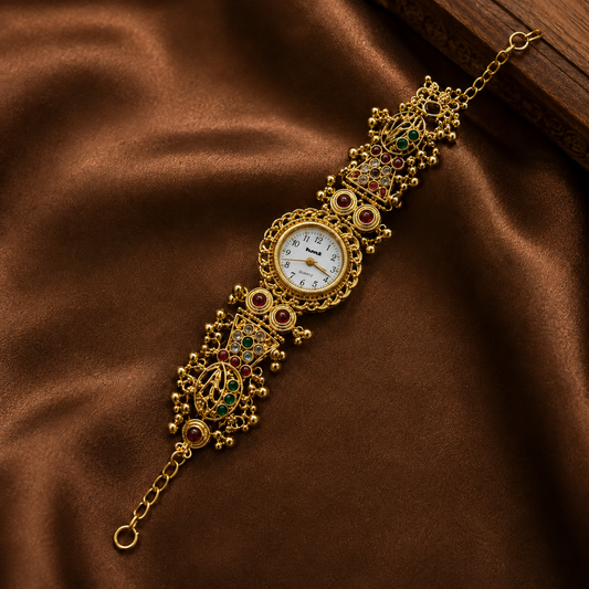 Royal Heritage Gold-Tone Embellished Bracelet Watch