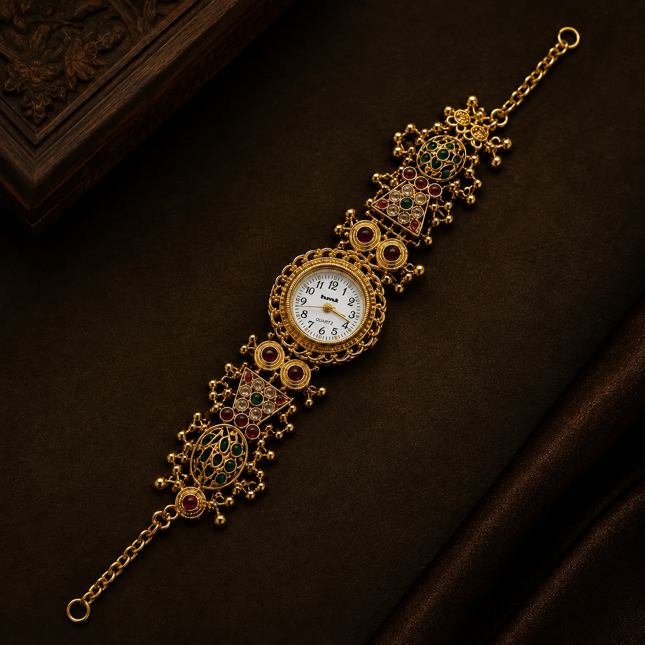 Royal Heritage Gold-Tone Embellished Bracelet Watch