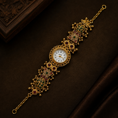 Royal Heritage Gold-Tone Embellished Bracelet Watch