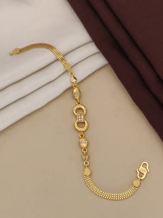 Micro Gold Plated And Diamond Studded Fancy Infinity Bracelet For Women