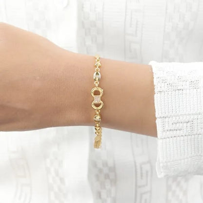 Micro Gold Plated And Diamond Studded Fancy Infinity Bracelet For Women