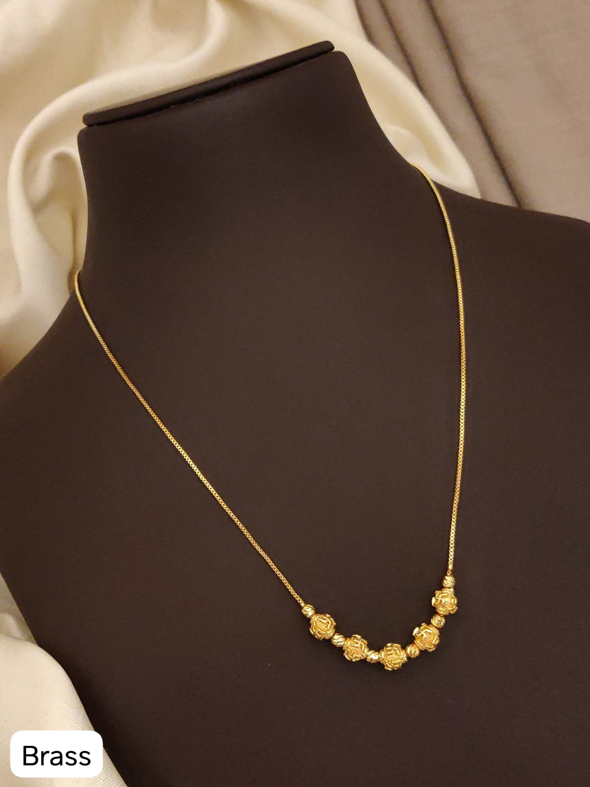 elegant gold plated daily wear sathiya design ball chain