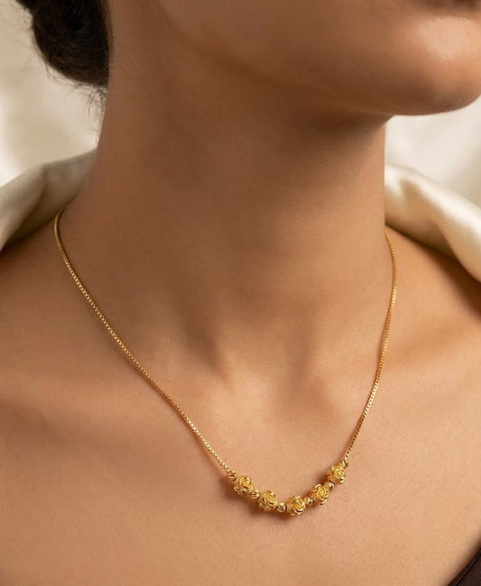 elegant gold plated daily wear sathiya design ball chain