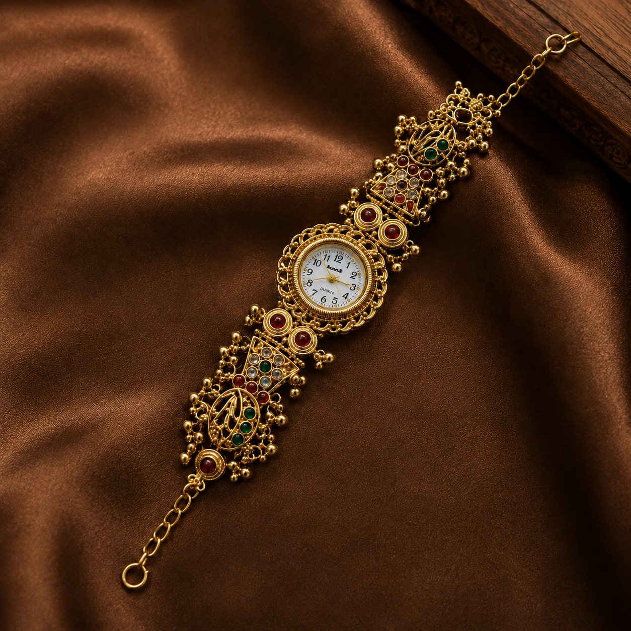 Royal Heritage Gold-Tone Embellished Bracelet Watch