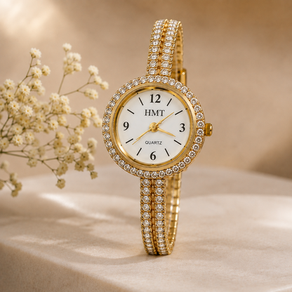Golden Crystal Luxe Bracelet Watch