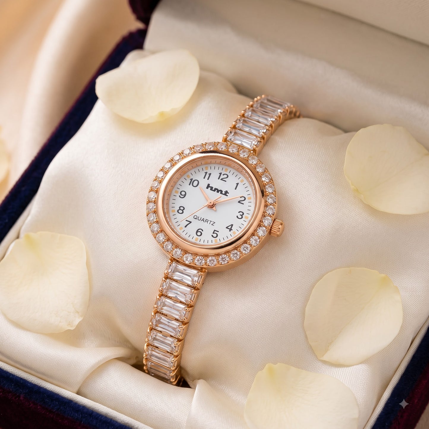 Majestic Rose Gold Crystal Watch, Necklace Pendant & Earring Gift Set - 3 Piece Combo