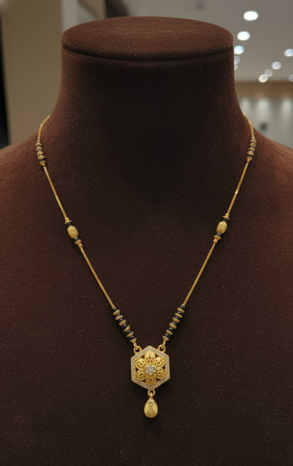 micro gold plated ad diamond designer fancy flower  mangalsutra with  bracelet