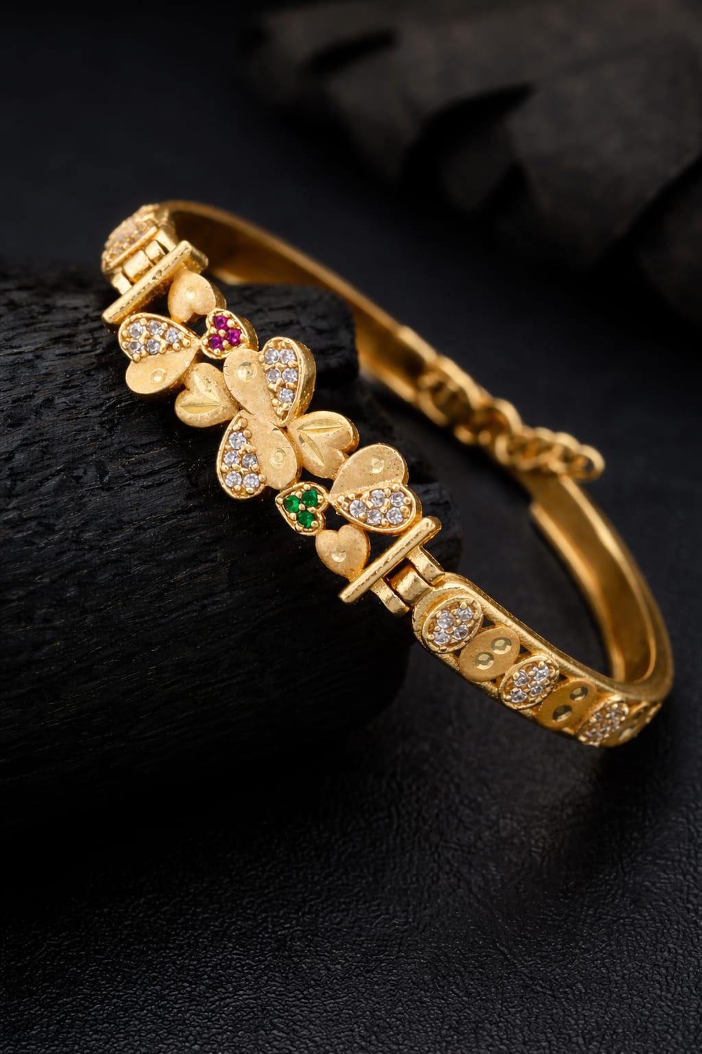 micro gold plated ad diamond designer fancy flower  mangalsutra with  bracelet