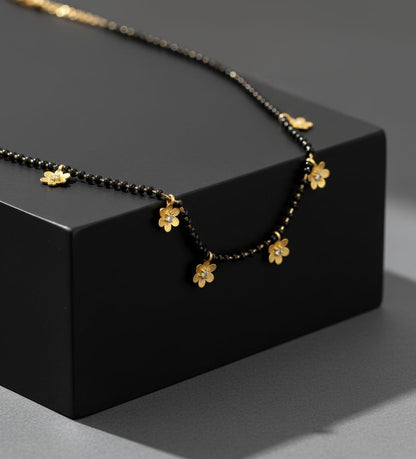 Micro Gold Plated And Diamond Flower Design Fancy Mangalsutra